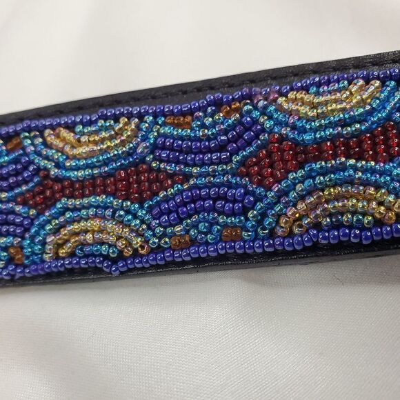 GINNIE JOHANSEN Leather Beaded women\'s belt black blue red 26 27 28 29 30 LK NEW main image 9